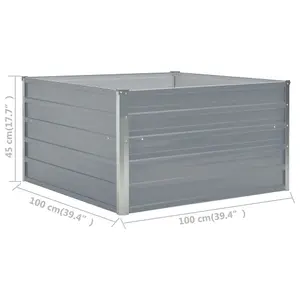 Berkfield Raised Garden Bed 100x100x45 cm Galvanised Steel Grey