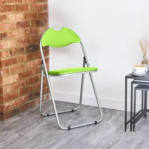 Folding Padded Office Dining Desk Chair - Green - Set of 4