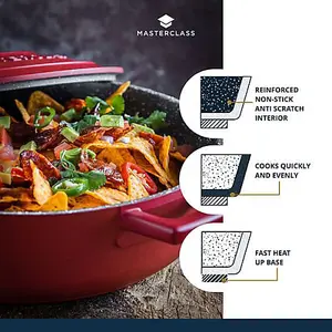 MasterClass Cast Aluminium 4L Shallow Casserole Dish Red