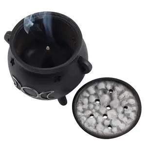 Something Different Triple Moon Cauldron Backflow Incense Burner Black (One Size)