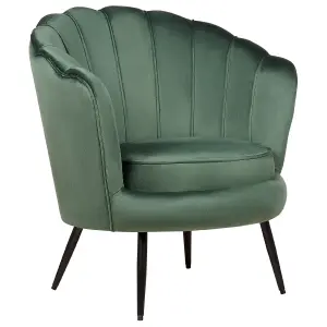 Beliani Retro Armchair LOVIKKA Velvet Green