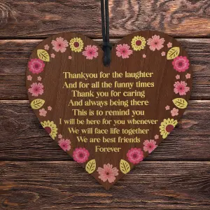 Red Ocean Best Friends Forever Wooden Heart Plaque - A Handmade Gift to Celebrate Your Unbreakable Bond Friendship