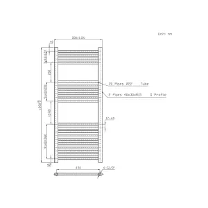 Rinse Bathrooms 600W Electric Heated Warming Towel Rail Bathroom Radiator Anthracite - 1200x500mm