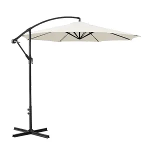 SunDaze 3M Cream Cantilever Garden Banana Parasol with Adjustable Crank Patio Shade