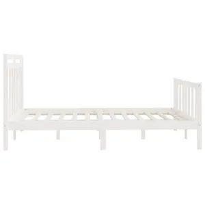 Berkfield Bed Frame White Solid Wood Pine 140x200 cm