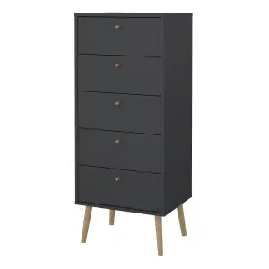 Cumbria Narrow Chest with 5 Drawers (Black)