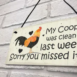 Red Ocean Chicken Sign Hanging Sign Pet Sign Chicken Coop Sign Chicken Accessories Garden Plaque Friend Gift