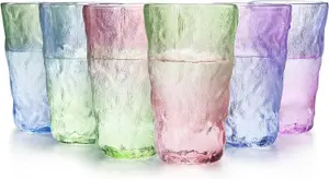 simpa 360ml Glacier Gradient Colour Highball Drinking Glasses, Set of 6