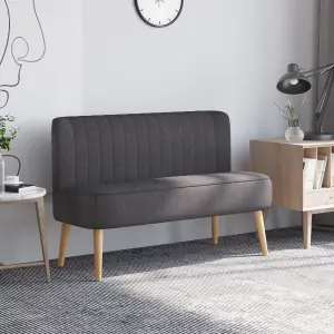 HOMCOM Linen-Feel Double Sofa w/ Wood Frame Foam Padding High Back, Dark Grey