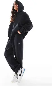 Nike Phoenix Fleece Oversized High Rise Joggers In Black And Sail - Black (Size: XS)