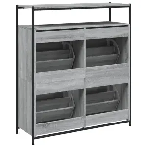 Berkfield Shoe Cabinet with 4 Flip-Drawers Grey Sonoma 100x34x112 cm