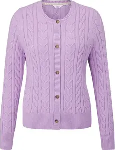 Cotton Traders Women's Cutest Cable Crew Neck Cardigan In Pink - Size 14