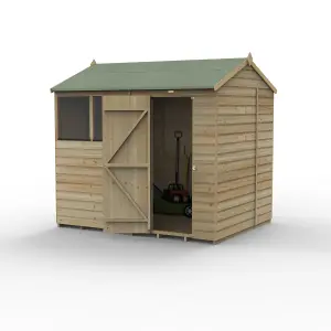 Forest Garden Beckwood 8x6 ft Reverse apex Natural timber Wooden Shed with floor & 2 windows (Base included)