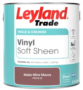 Leyland Trade Vinyl Soft Sheen Walls & Ceilings Emulsion Paint Make Mine Mauve (PPG18-22) - 2.5L