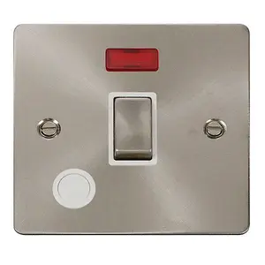 Flat Plate Satin / Brushed Chrome 1 Gang 20A Ingot DP Switch With Flex With Neon - White Trim - SE Home