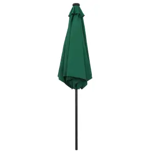 Berkfield Parasol with LED Lights and Aluminium Pole 270 cm Green