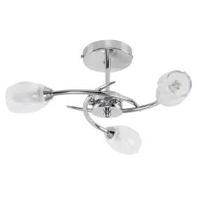 ValueLights Mia Modern Chrome 3 Way LED Ceiling Light with Frosted Glass Shades - Supplied with 3 x 3W G9 LED Bulbs