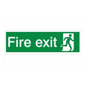 Fire exit running man right Polyvinyl chloride (PVC) Safety sign, (H)125mm (W)400mm