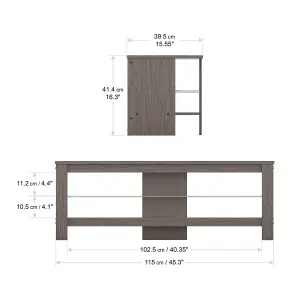 AVF Calibre Plus 1.15m TV Stand with Glass Shelf, for TVs up to 55" - Grey Oak