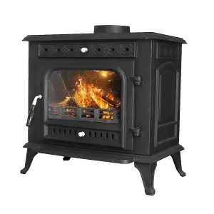 SunDaze 10KW Woodburning Multifuel Stove Cast Iron Log Wood Burner Defra Eco Design