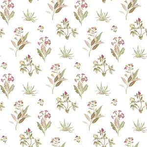 Galerie Cottage Chic Red Large Floral and Leaf Motif EcoDeco Material Wallpaper Roll