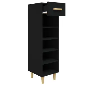 Berkfield Shoe Cabinet Black 30x35x105 cm Engineered Wood