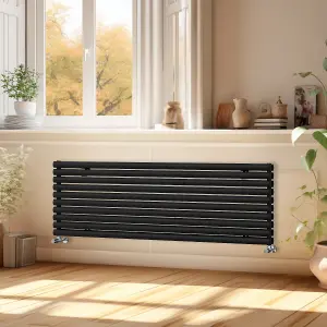 Right Radiators 1800x590 mm Horizontal Vertical Oval Column Radiator Double Panel Rads Black