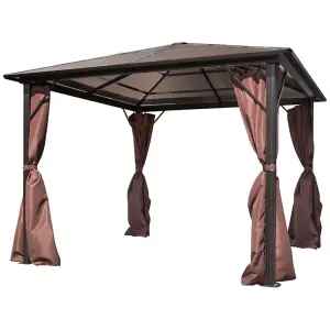 Berkfield Gazebo with Curtain Brown Aluminium 300 x 300 cm