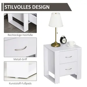 Hopkint 2 Drawer Bedside Table White