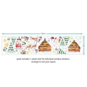 Christmas Scene Window Sticker Pack Children's Bedroom Nursery Playroom Décor Self-Adhesive Reusable