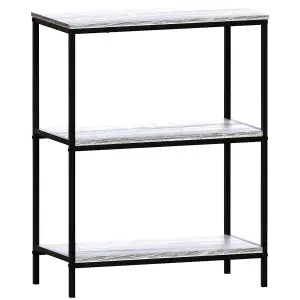 Vida Designs Brooklyn Grey 3 Tier Bookcase Industrial Freestanding Shelving Unit (H)780mm (W)600mm (D)300mm