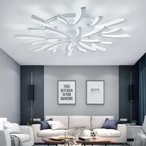 12 Lamp Unique V Shaped Petals Acrylic Shade LED Semi Flush Ceiling Light Fixture Cool White