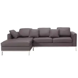 Right-Hand Corner Sofa OSLO Brown Leather Right Hand