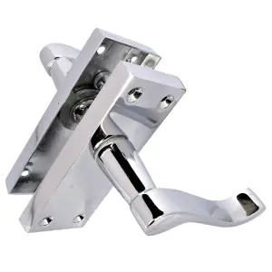 Door Handle Pack Scroll Lever Latch Hinges - Chrome 118 x 40mm