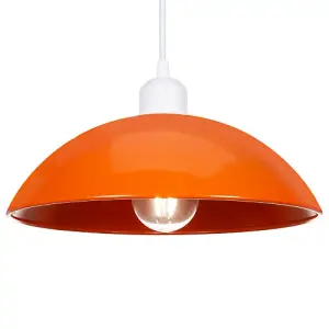 Industrial Retro Designer Orange Gloss Disc Metal Ceiling Pendant Lighting Shade