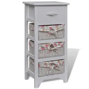 Berkfield Cabinet with 1 Drawer and 3 Baskets White Paulownia Wood