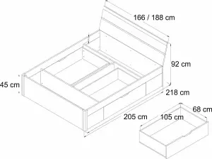 Beta Divan Bed 180cm in Oak San Remo - Luxurious EU Super King Size with Ample Storage