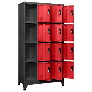 Berkfield Locker Cabinet Anthracite and Red 90x45x180 cm Steel