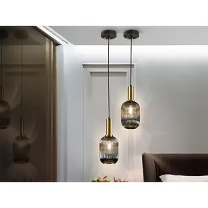 Luminosa Norma Globe Pendant Ceiling Light Black, Brass Glass, E27