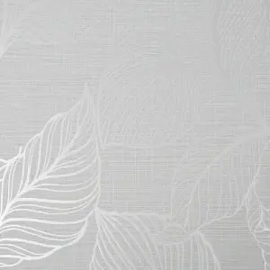 Boutique Royal palm Grey Silver effect Leaf Textured Wallpaper