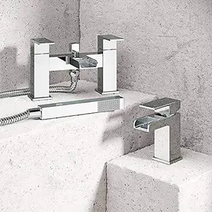 Waterfall Chrome Bath Shower Mixer and Basin Mixer Pack