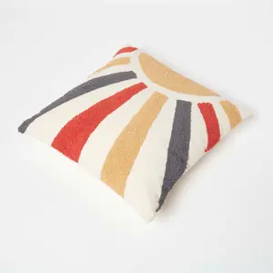 Homescapes Orange & Yellow Sunshine Tufted Cotton Cushion 45 x 45 cm