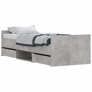 Berkfield Bed Frame with Headboard and Footboard Concrete Grey 75x190 cm