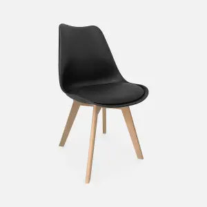 sweeek. Set of 4 scandi-style dining chairs with wooden legs Nils Black 47x55x81 cm