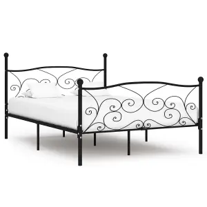 Berkfield Bed Frame with Slatted Base Black Metal 120x200 cm