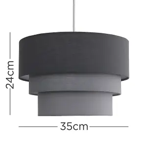 ValueLights Aztec 3 Tier Modern Dark Grey Fabric Ceiling Pendant Light Shade