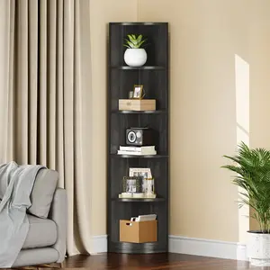 180.1cm H x 29.7cm W Corner Bookcase Grey