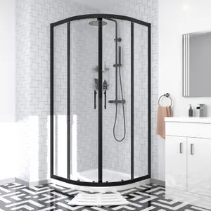 Nes Home Bilton Matte Black Quadrant Shower Enclosure with Basin Vanity, Close Coupled Toilet