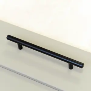 128mm Matt Black Cabinet Handle T-Bar Cupboard Door Drawer Pull Wardrobe Furniture Replacement Upcycle