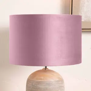 35cm Blush Velvet Cylinder Table Lampshade